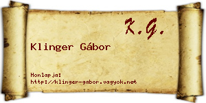 Klinger Gábor névjegykártya