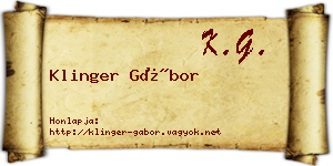 Klinger Gábor névjegykártya